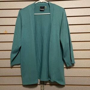 Noelle Teal Blue Ribbed Knit Open Front‎ Cardigan Sweater Women's XXL